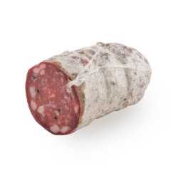 <h5>Tuscan Salami is an artisanal sausage typical of the Tuscan gastronomic tradition, made according to an ancient recipe handed down for centuries. It is characterized by a soft and compact consistency, bright red color and a particularly intense taste, enriched with spices and aromas. This version of Tuscan Salami has a net weight of about 400 g and is vacuum packed.</h5>