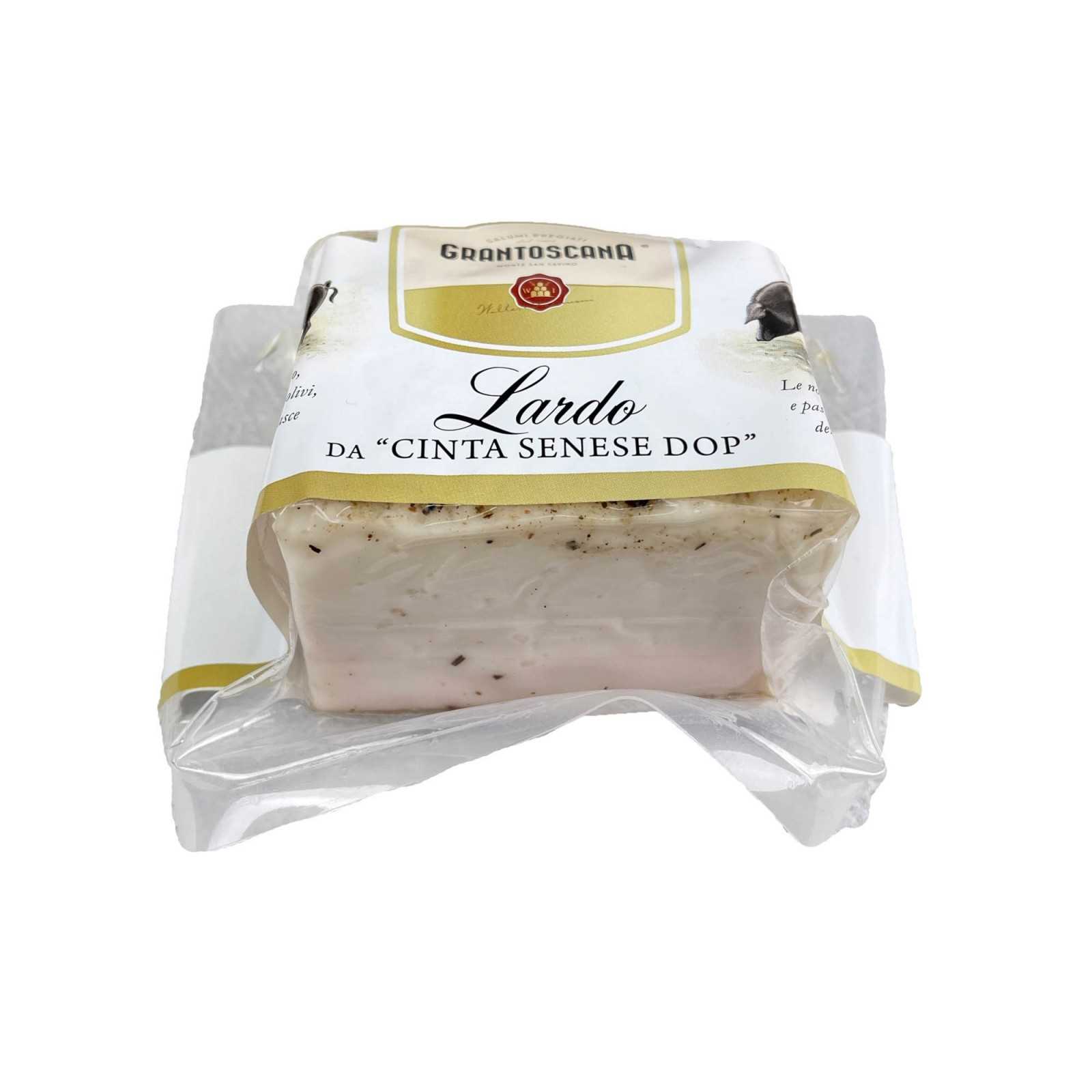 „Lardo” (weißer und fetter Schweinespeck) aus der Schweinerasse Cinta Senese G.U.