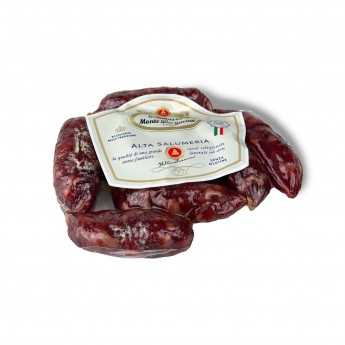 Gereifter Salsiccia (italienische Wurst) aus in der Toskana gejagtem Wildschwein.