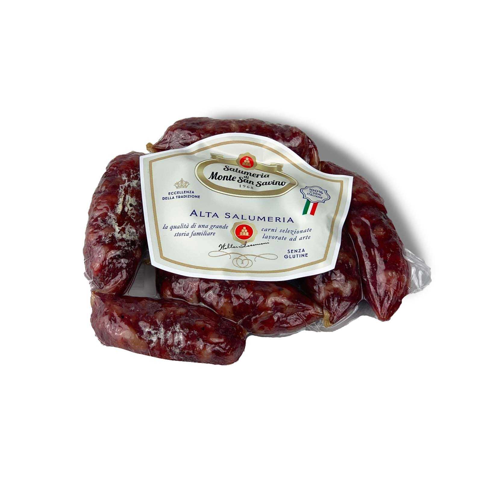 Salsiccia stagionata di carne di cinghiale selvatico proveniente dalla Toscana.