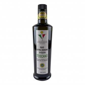 Lo Spaventapasseri, olio extra vergine di oliva toscano, prodotto artigianalmente, con metodo di estrazione a freddo, da olive provenienti da colline vicino ad Arezzo - Anno di produzione 2020/2021.