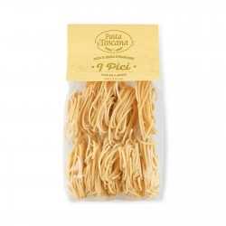 <h5>“Pici”, artisanal pasta, typical Tuscan, made with durum wheat semolina, slowly drying bronze drawn.</h5>