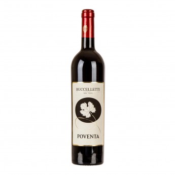 „Poventa” of Buccelletti ist ein ernster, warmer, robuster Wein, der zur Alterung geeignet ist und aus einer Mischung von Sangiovese und Syrah hergestellt wird.